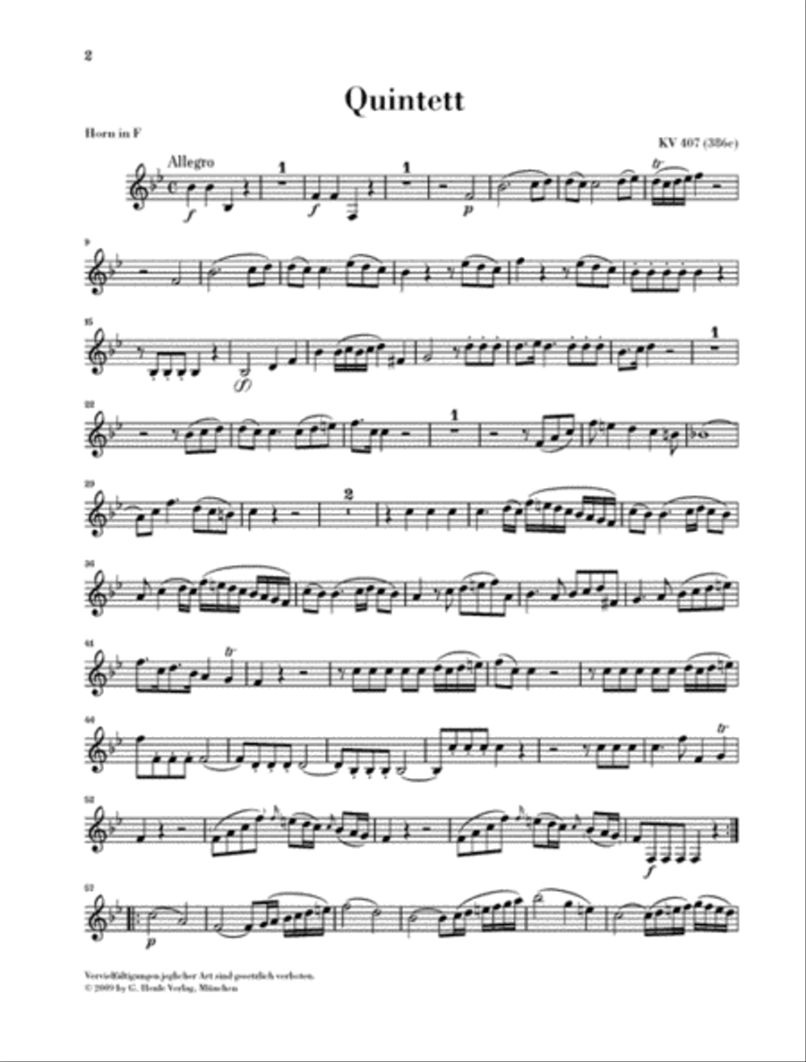Horn Quintet in E-flat Major K. 407 (386c) Brass Quintet scores gallery preview page 3