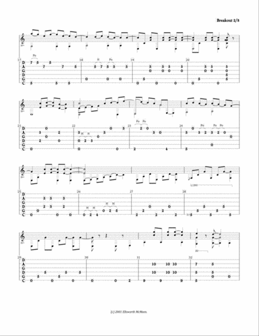 Breakout (For Fingerstyle Guitar Tuned CGDGAD) Small Ensemble scores gallery preview page 2