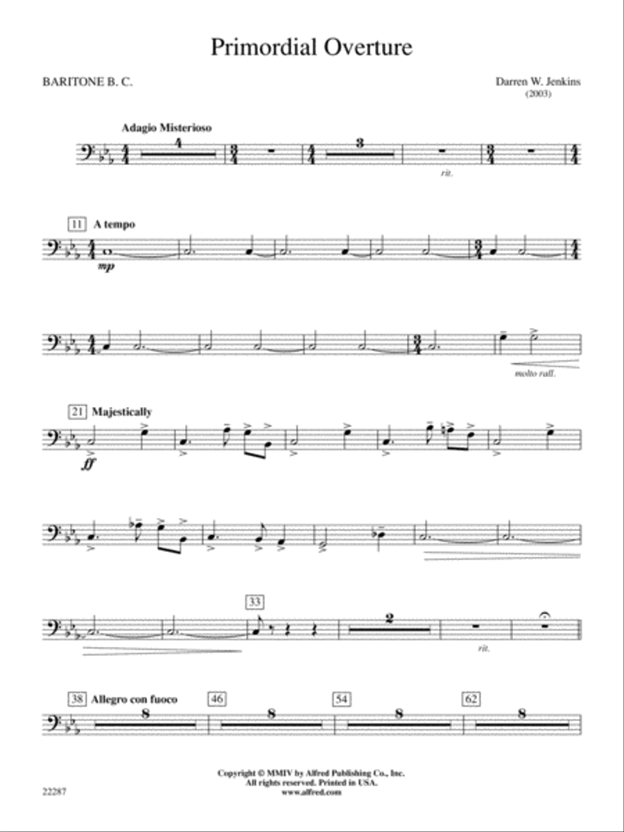 Primordial Overture: Baritone B.C. Concert Band scores gallery preview page 1