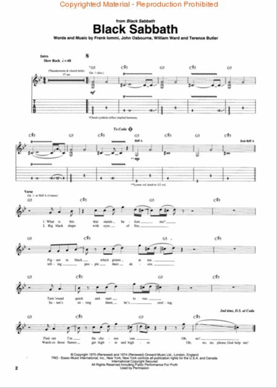 Best of Black Sabbath Electric Guitar scores gallery preview page 2