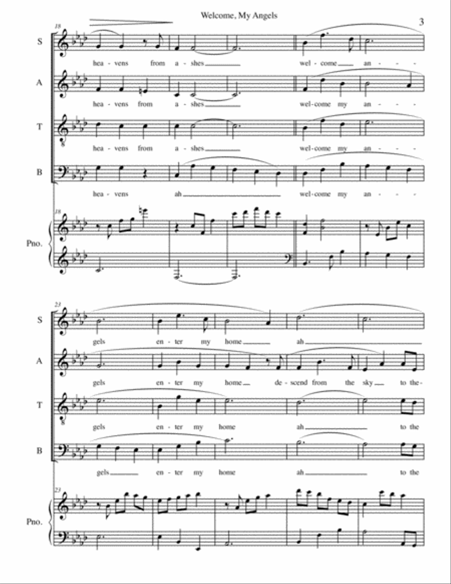 Welcome, My Angels (SATB) 4-Part scores gallery preview page 5