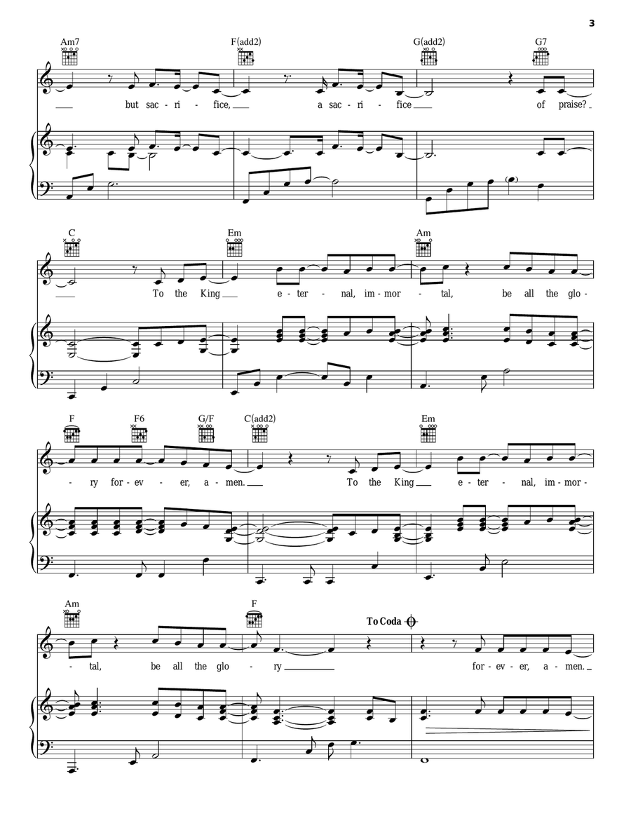 Song To The King Acoustic Guitar scores gallery preview page 3
