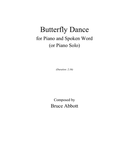 Butterfly Dance (for Piano & Spoken Word, or Piano Solo) image number null