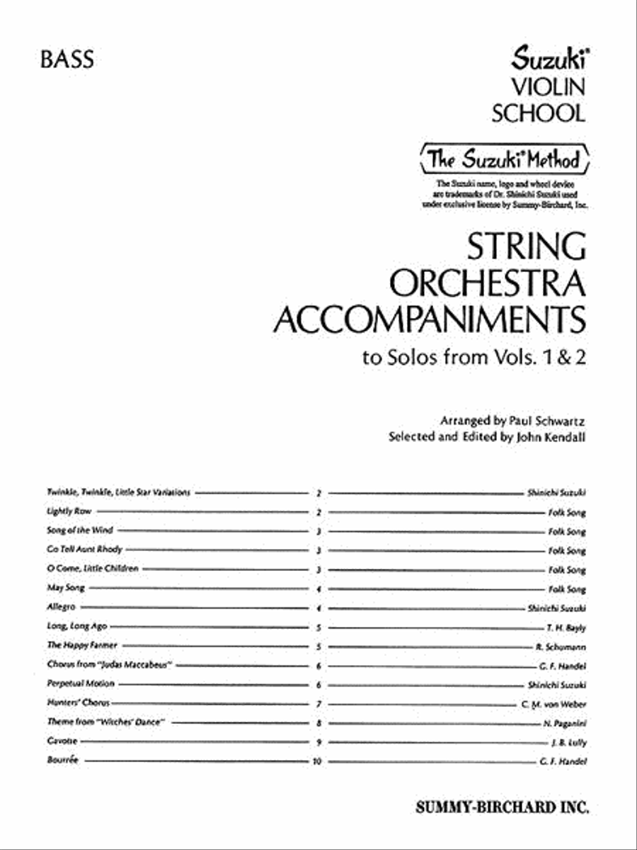 String Orchestra Accompaniments to Solos from Volumes 1 & 2 String Orchestra scores gallery preview page 1