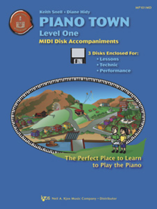 Book cover for Piano Town MIDI Disk Accompaniments, Level 1