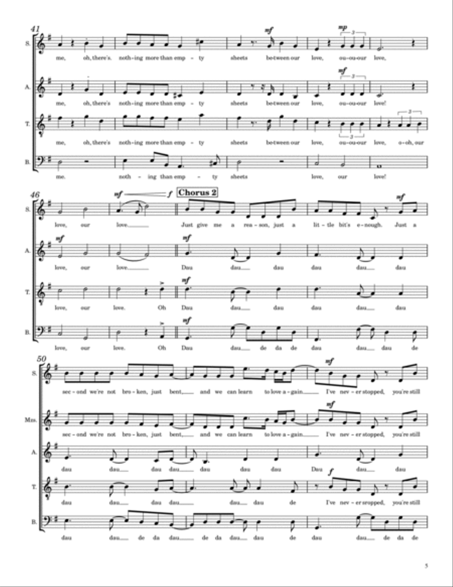 Just Give Me A Reason A Cappella scores gallery preview page 5