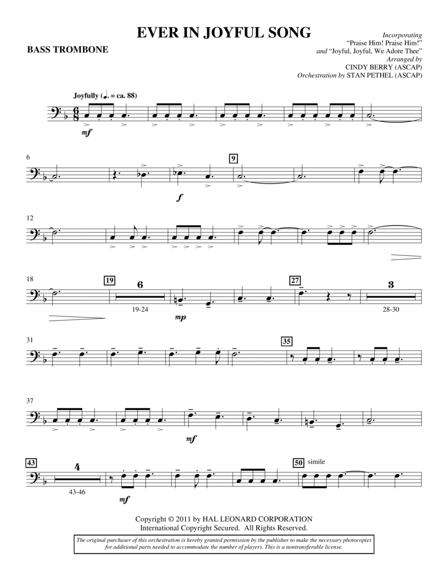 Ever In Joyful Song - Bass Trombone Choir scores gallery preview page 1