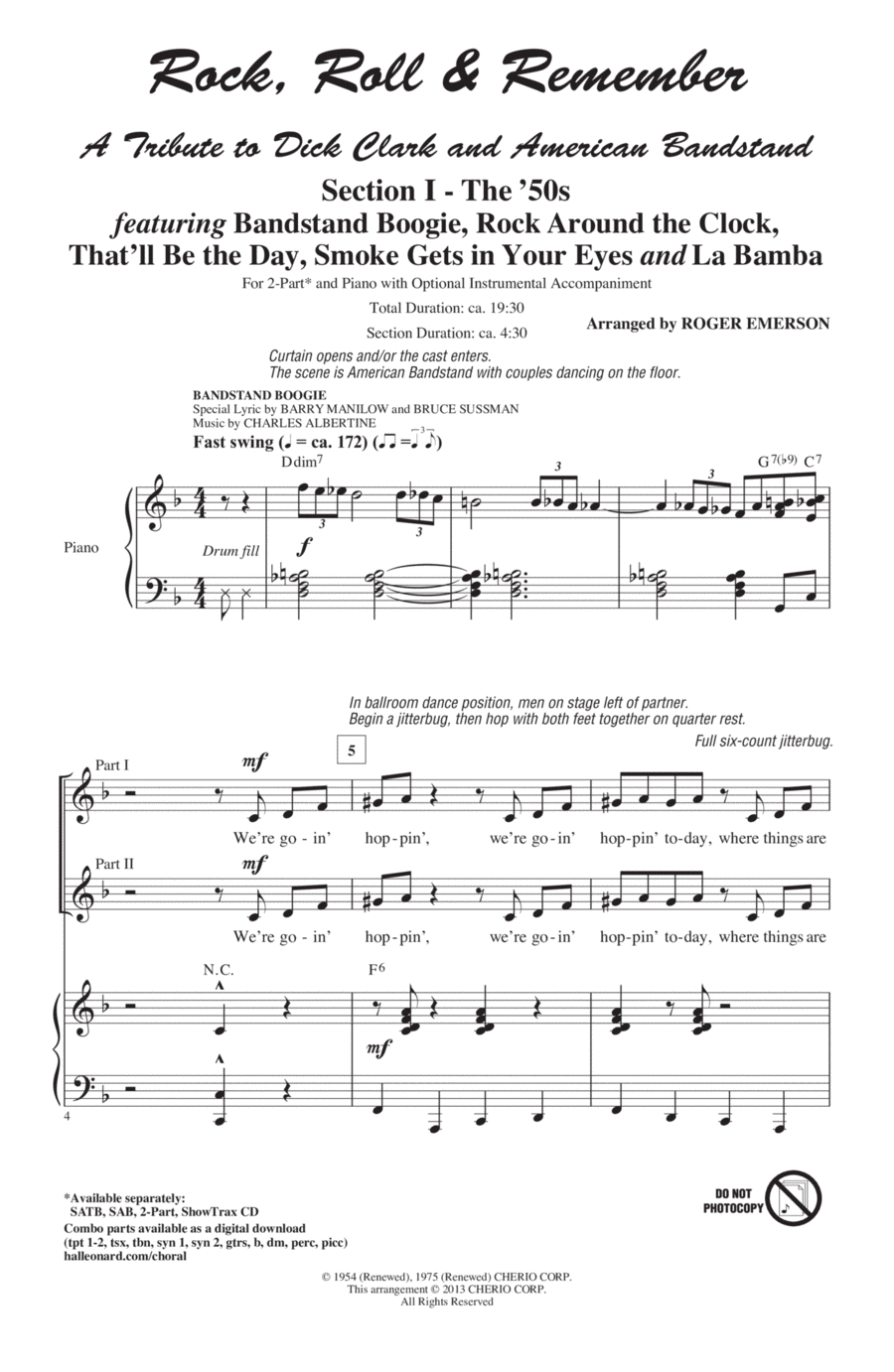 Rock, Roll & Remember: A Tribute To Dick Clark & American Bandstand (Medley) 2-Part scores gallery preview page 1
