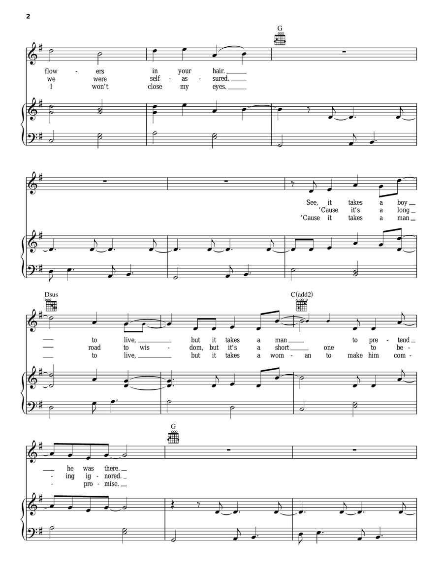 Flowers In Your Hair Flowers In Your Hair Piano, Vocal, Guitar scores gallery preview page 2