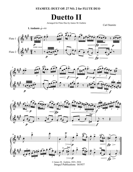 Stamitz: Duet Op. 27 No. 2 for Flute Duo image number null