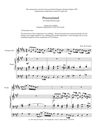 Book cover for "Processional", organ with trumpet