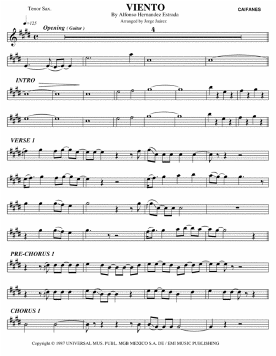 Viento Tenor Saxophone scores gallery preview page 1