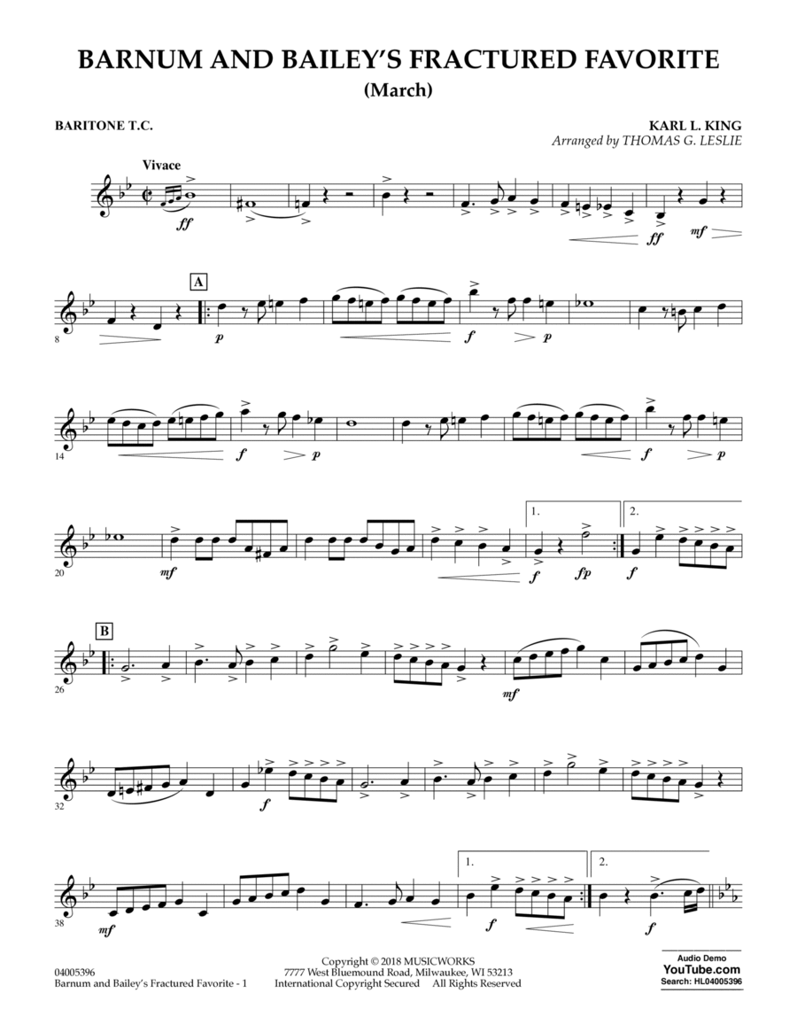 Barnum and Bailey's Fractured Favorite - Baritone T.C. Baritone Horn TC scores gallery preview page 1