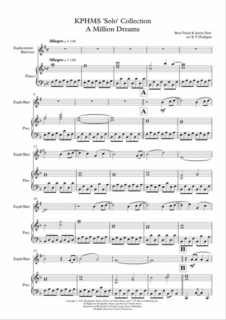 A Million Dreams Brass Duet scores gallery preview page 1