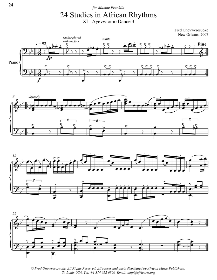 Twenty-Four Studies in African Rhythms, No. 11 Piano Method scores gallery preview page 1