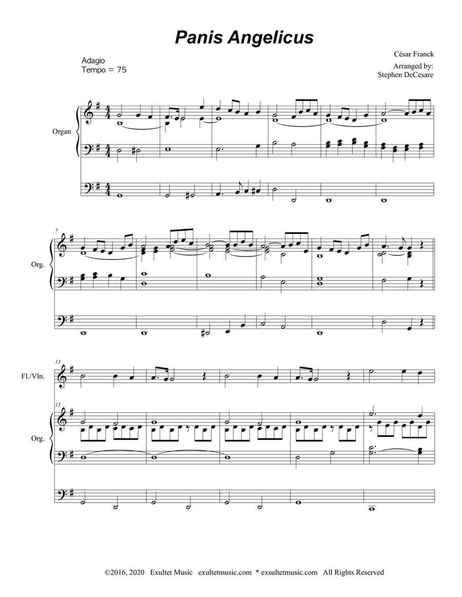 Panis Angelicus (for Flute or Violin solo - Organ accompaniment) Flute scores gallery preview page 2