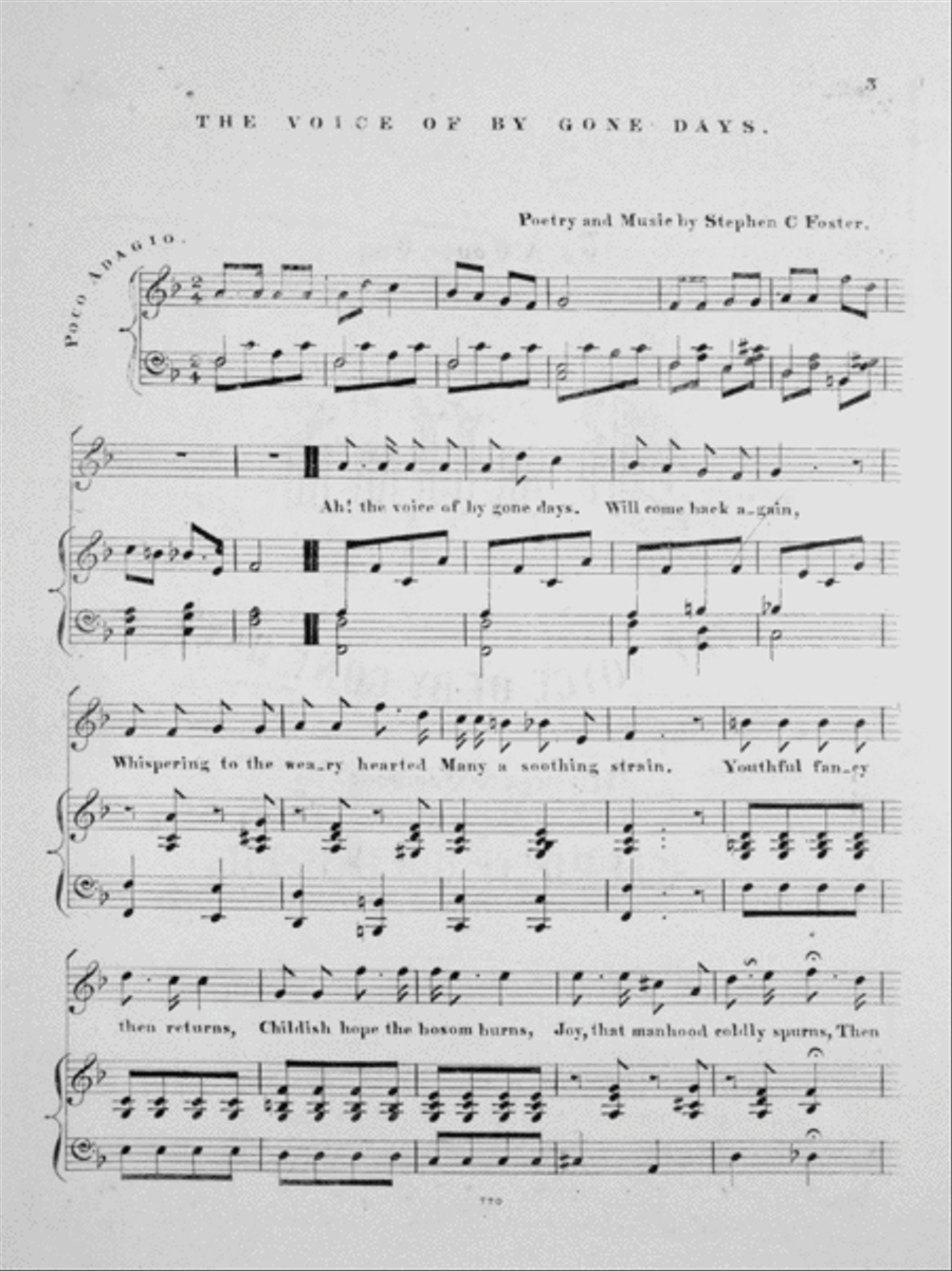 Songs by the Late Stephen C. Foster. Voice of Bygone Days Voice scores gallery preview page 3