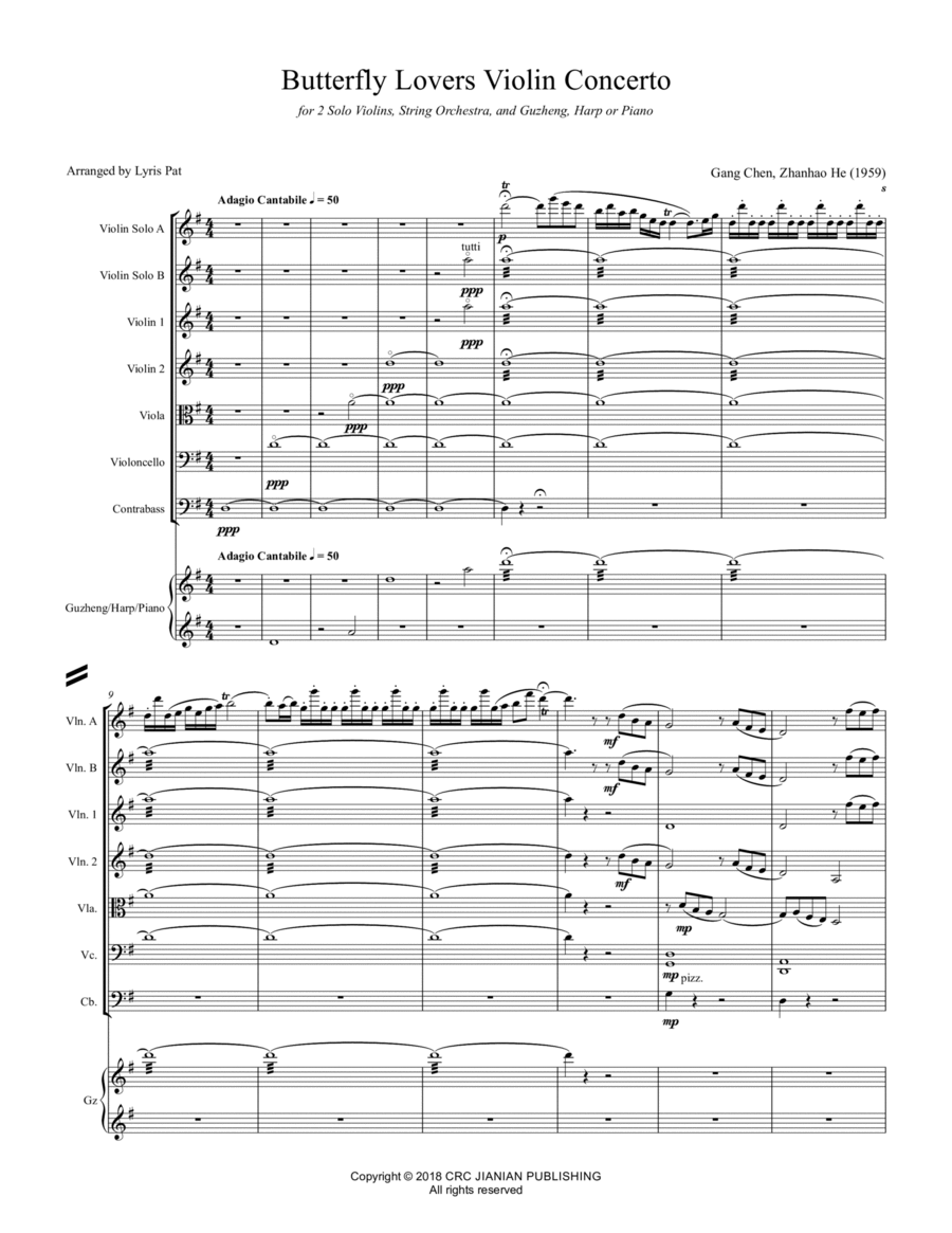 Butterfly Lovers Concerto String Orchestra scores gallery preview page 1
