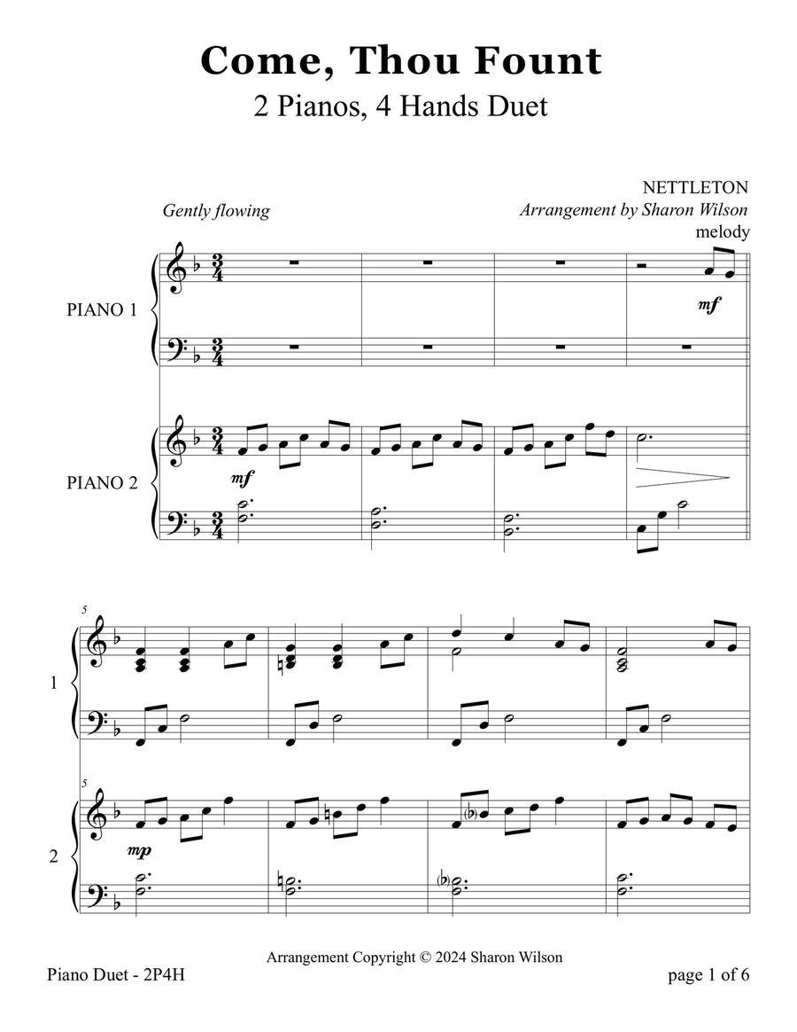 Worship Hymns for Two Pianos (A Collection of 5 Piano Duets for 2 Pianos, 4 Hands) 2 Pianos, 4-Hands scores gallery preview page 4