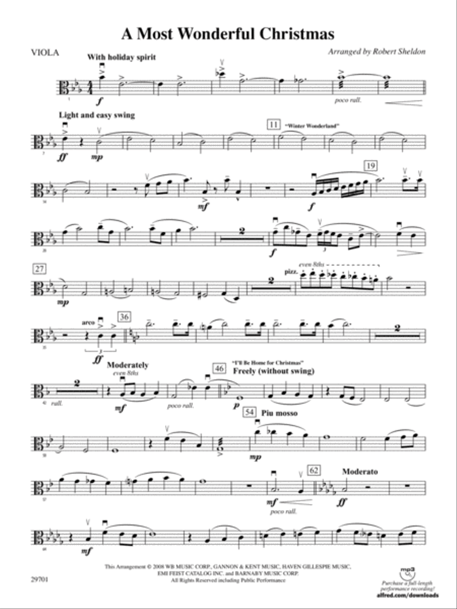 A Most Wonderful Christmas: Viola Full Orchestra scores gallery preview page 1