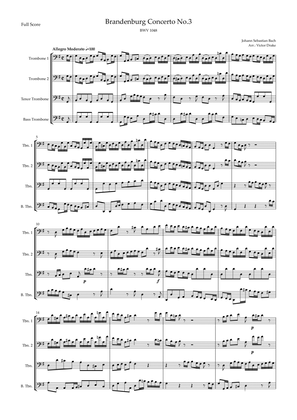 Book cover for Brandenburg Concerto No. 3 in G major, BWV 1048 1st Mov. (J.S. Bach) for Trombone Quartet
