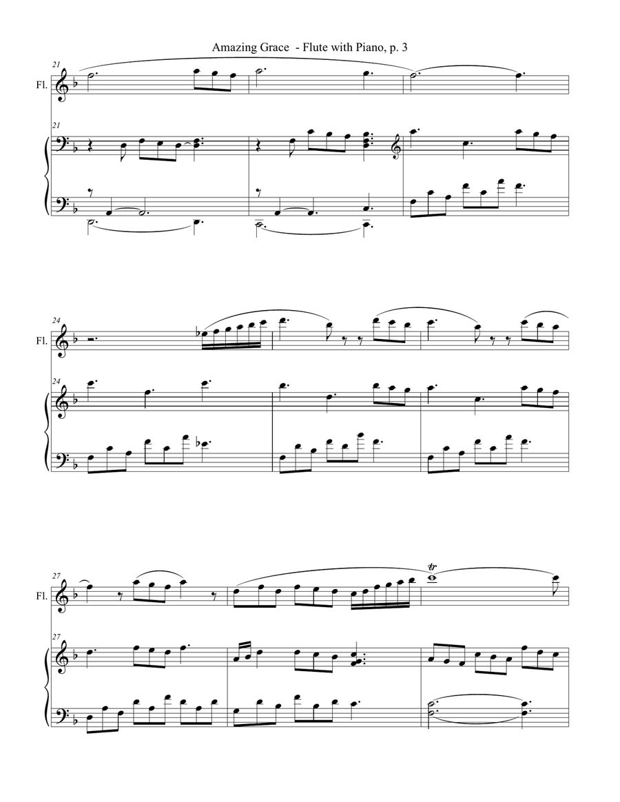 3 ONE MOVEMENT HYMN SONATAS (for Flute and Piano with Score/Parts) Flute Solo scores gallery preview page 5