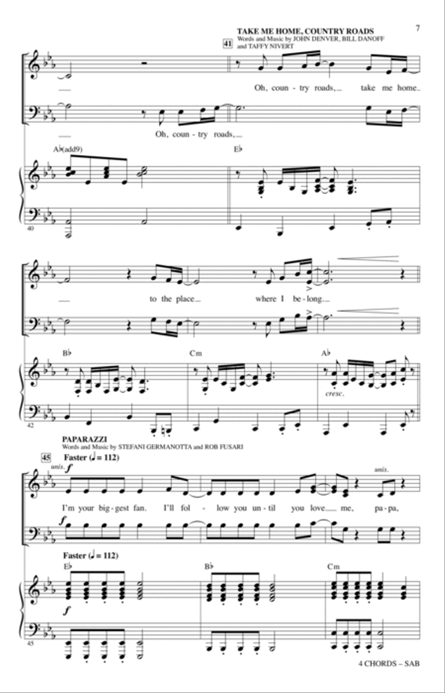 4 Chords (A Choral Medley) 3-Part scores gallery preview page 6