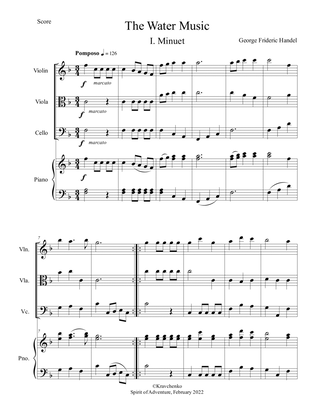 George Frideric Handel - The Water Music for piano quartet (score and parts)