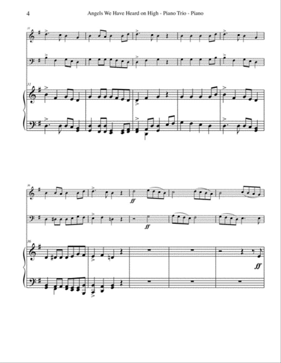 Angels We Have Heard on High for Piano Trio Piano Trio scores gallery preview page 4