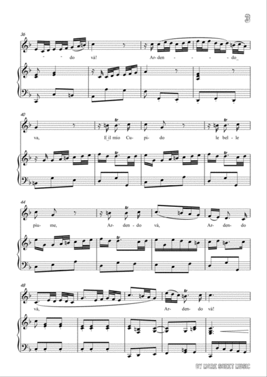 Handel-Qual farfalletta in F Major,for Voice and Piano Voice Solo scores gallery preview page 5