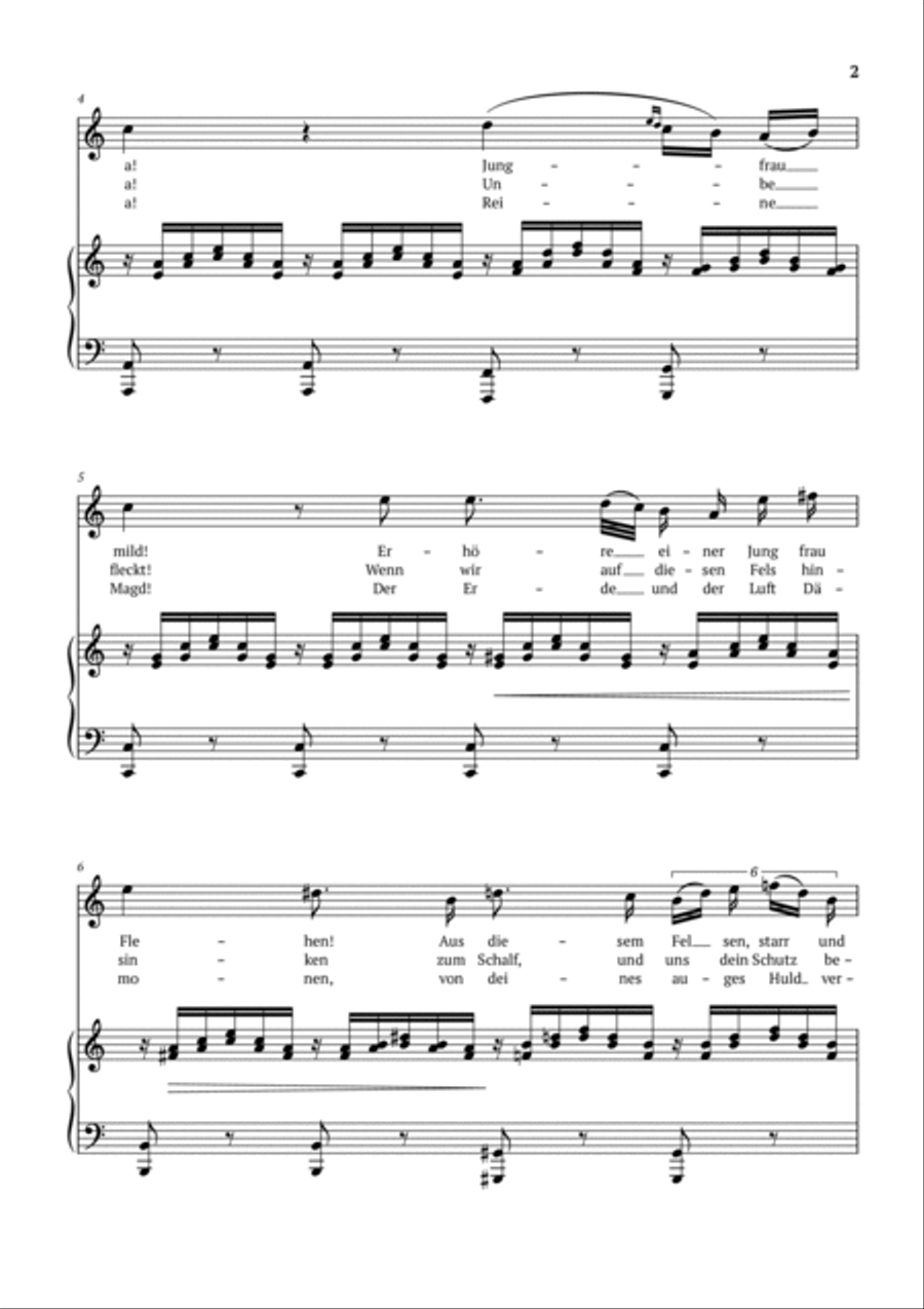 Ave Maria (Schubert) in C-Dur - Klavier und Stimme - Songtexte auf Deutsch Voice scores gallery preview page 2