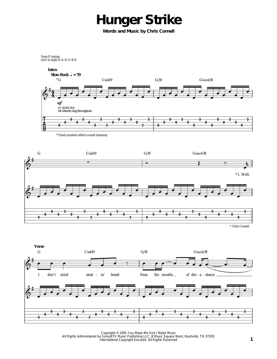 Hunger Strike Acoustic Guitar scores gallery preview page 1