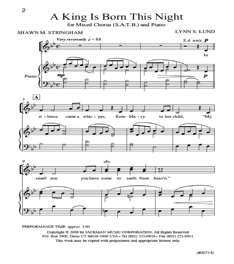A King Is Born This Night - SATB 4-Part scores gallery preview page 2