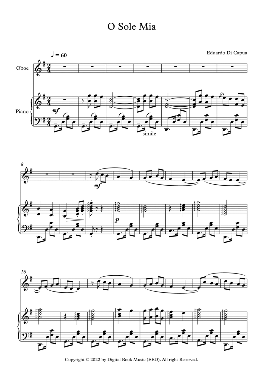 O Sole Mio - Eduardo Di Capua (Oboe + Piano) image number null