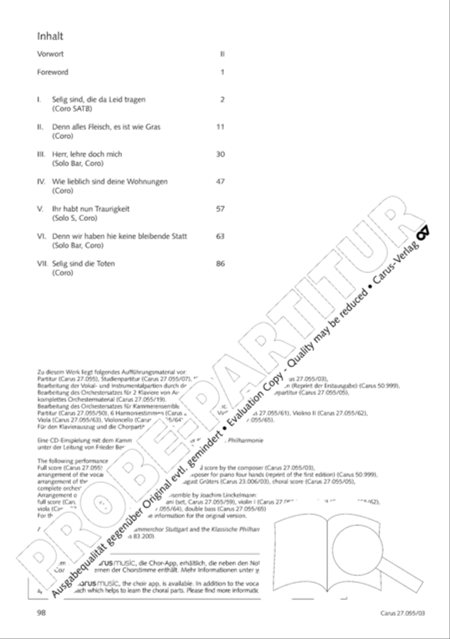 Ein Deutsches Requiem (German Requiem) 4-Part scores gallery preview page 101