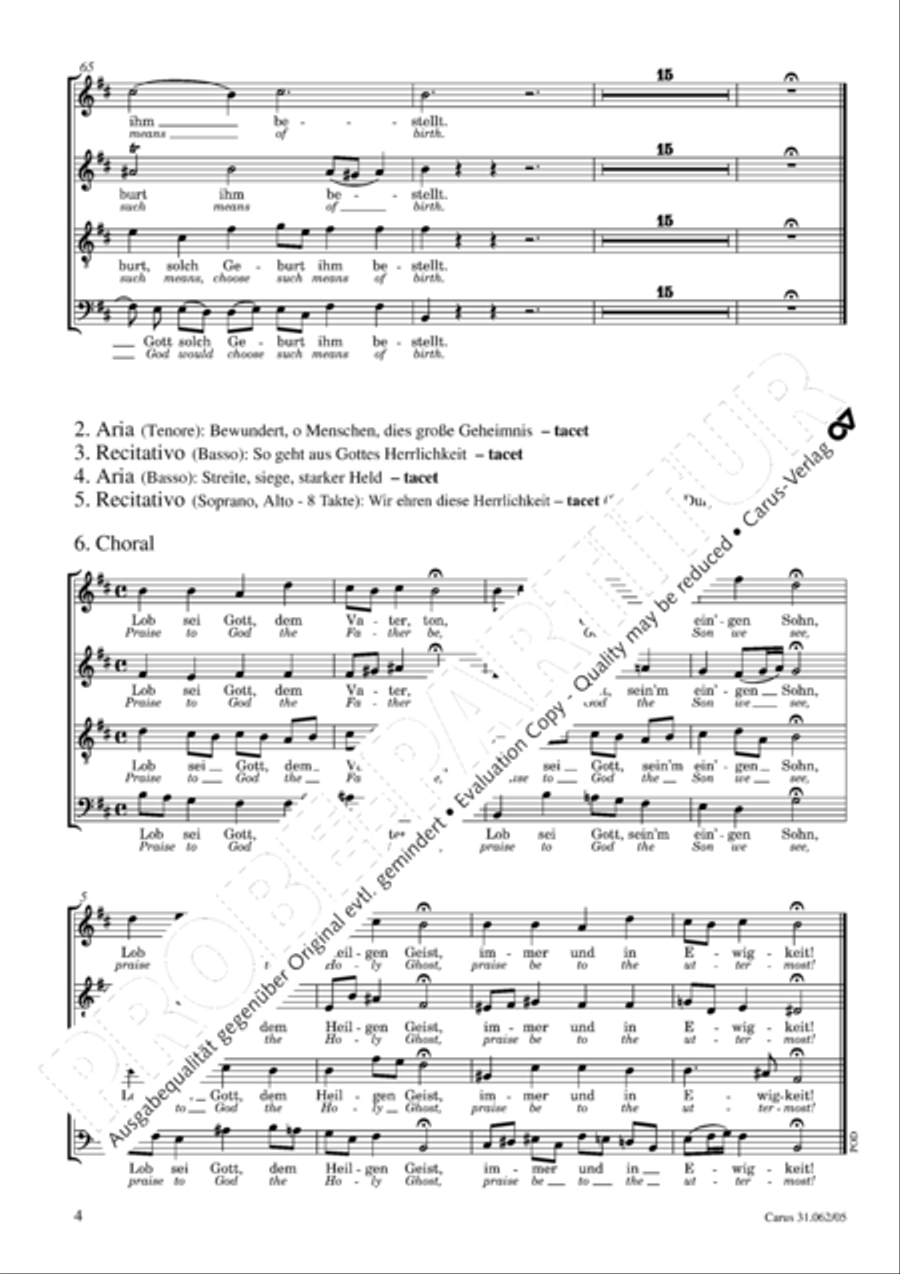Now come, the nation's Saviour (Nun komm, der Heiden Heiland) 4-Part scores gallery preview page 5