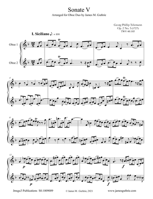 Telemann: Sonata Op. 2 No. 5 for Oboe Duo