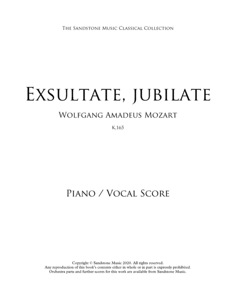 Exsultate, jubilate, K.165 Piano Vocal Score (Letter Size) feat. Mozart Alleluja