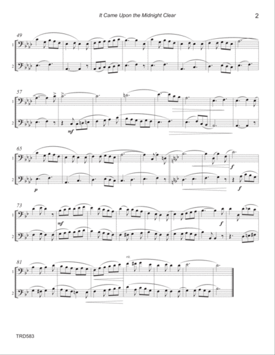 IT CAME UPON THE MIDNIGHT CLEAR - EUPHONIUM/TROMBONE DUET (unaccompanied) Brass Duet scores gallery preview page 2