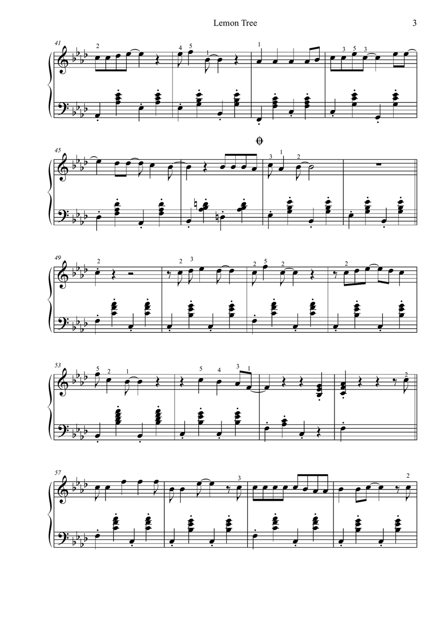 Lemon Tree Piano Solo scores gallery preview page 3