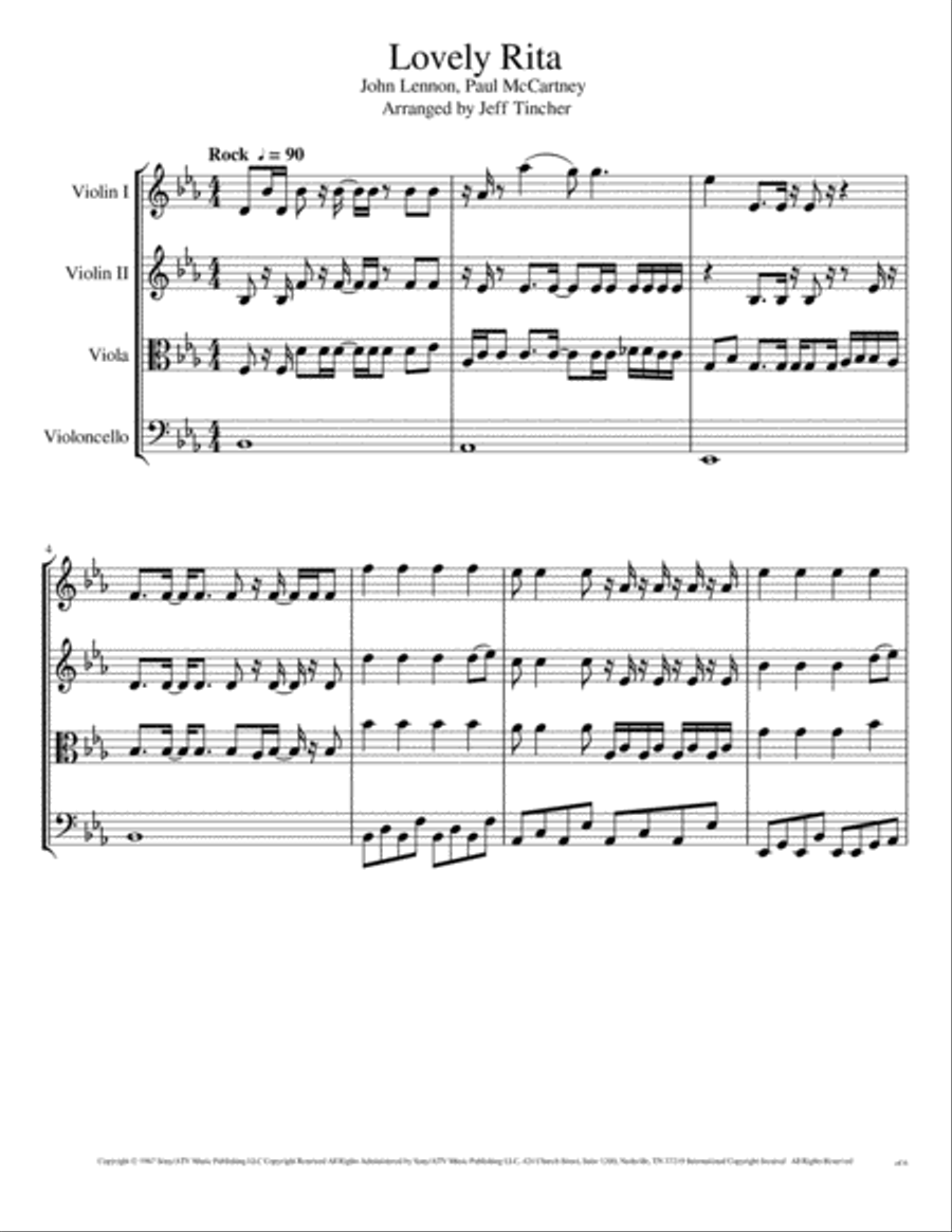 Lovely Rita String Quartet scores gallery preview page 2