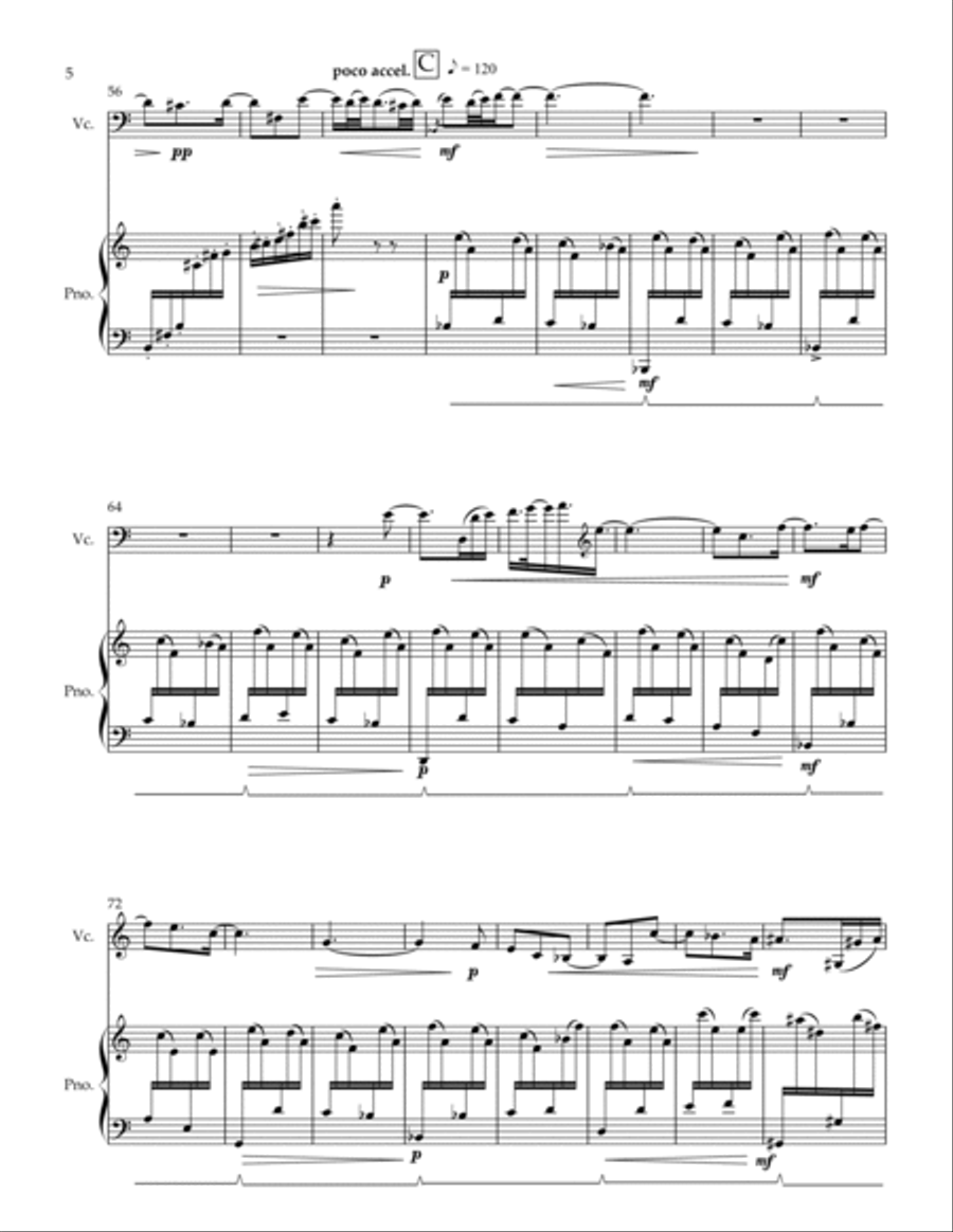 Damselfly Prelude - five-string baroque cello (or violoncello) and fortepiano (or piano) Chamber Music scores gallery preview page 6