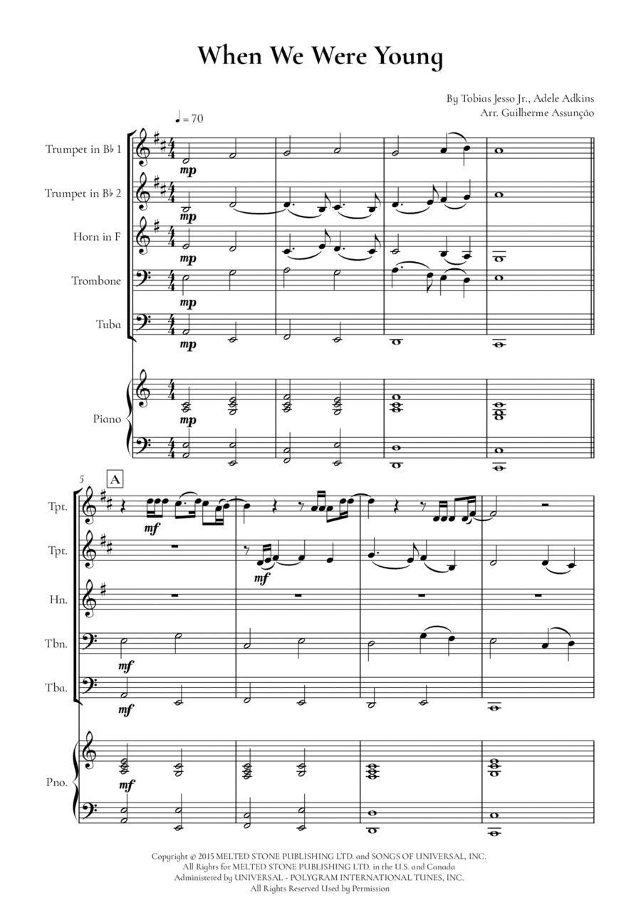 When We Were Young Horn scores gallery preview page 1