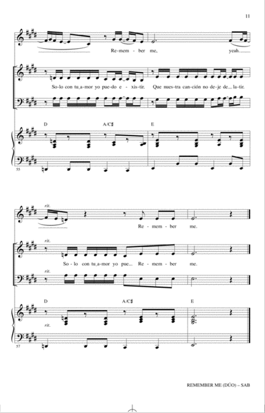 Remember Me (Duo) (from Coco) (arr. Audrey Snyder) 3-Part scores gallery preview page 10