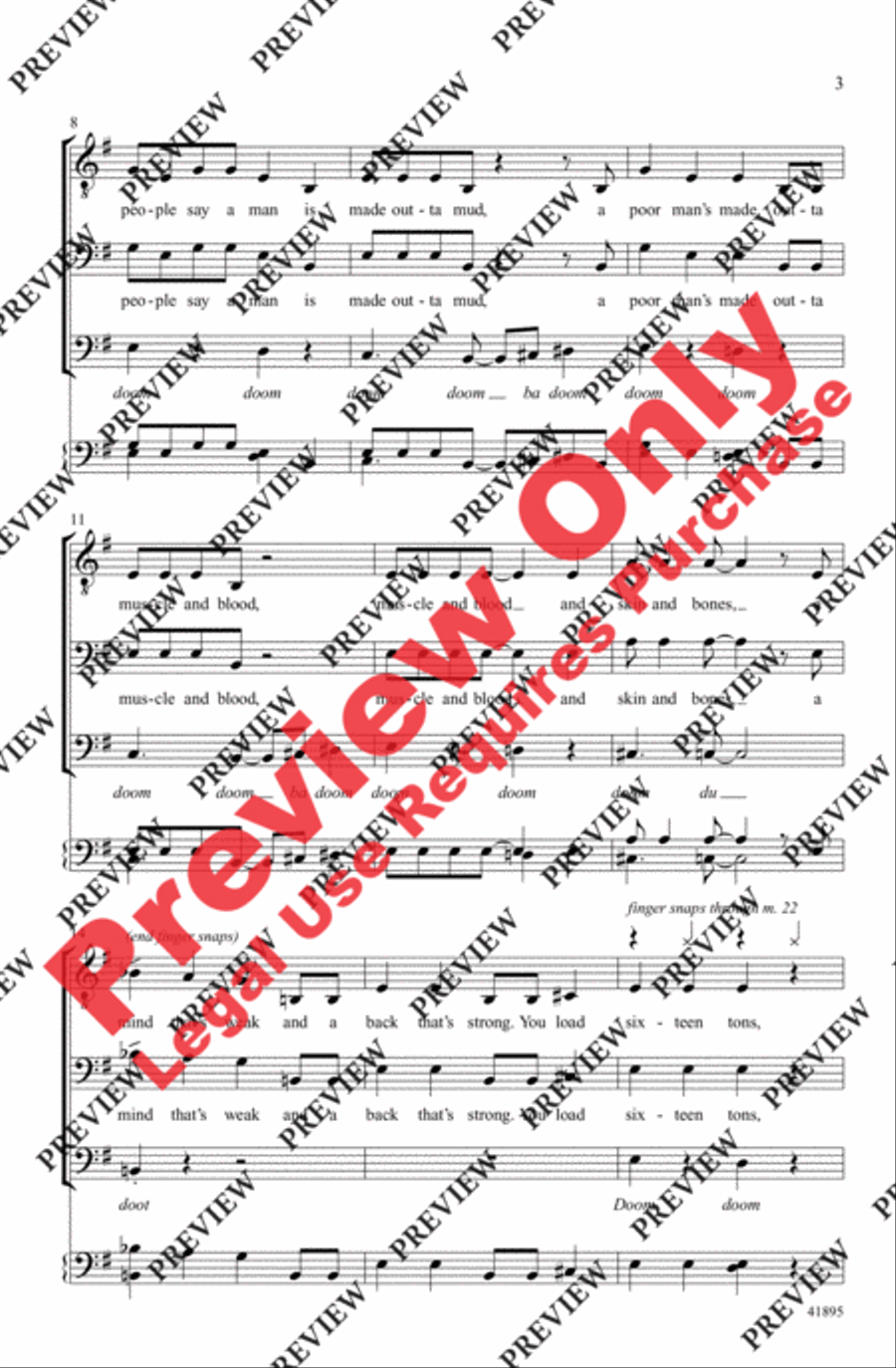 Sixteen Tons Men's Choir scores gallery preview page 3