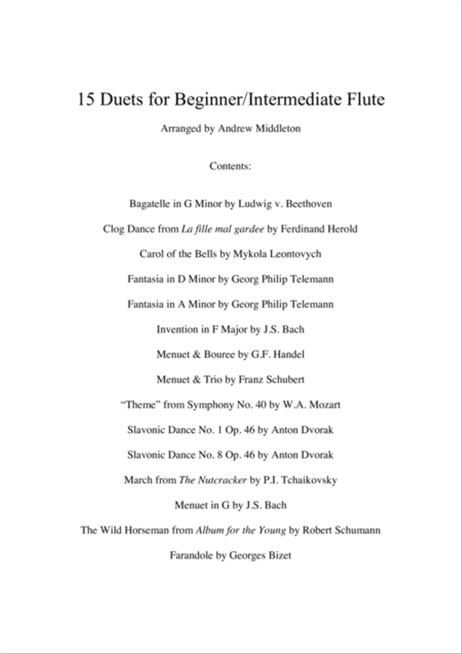 15 Duets for Beginner/Intermediate Flute Flute Duet scores gallery preview page 2