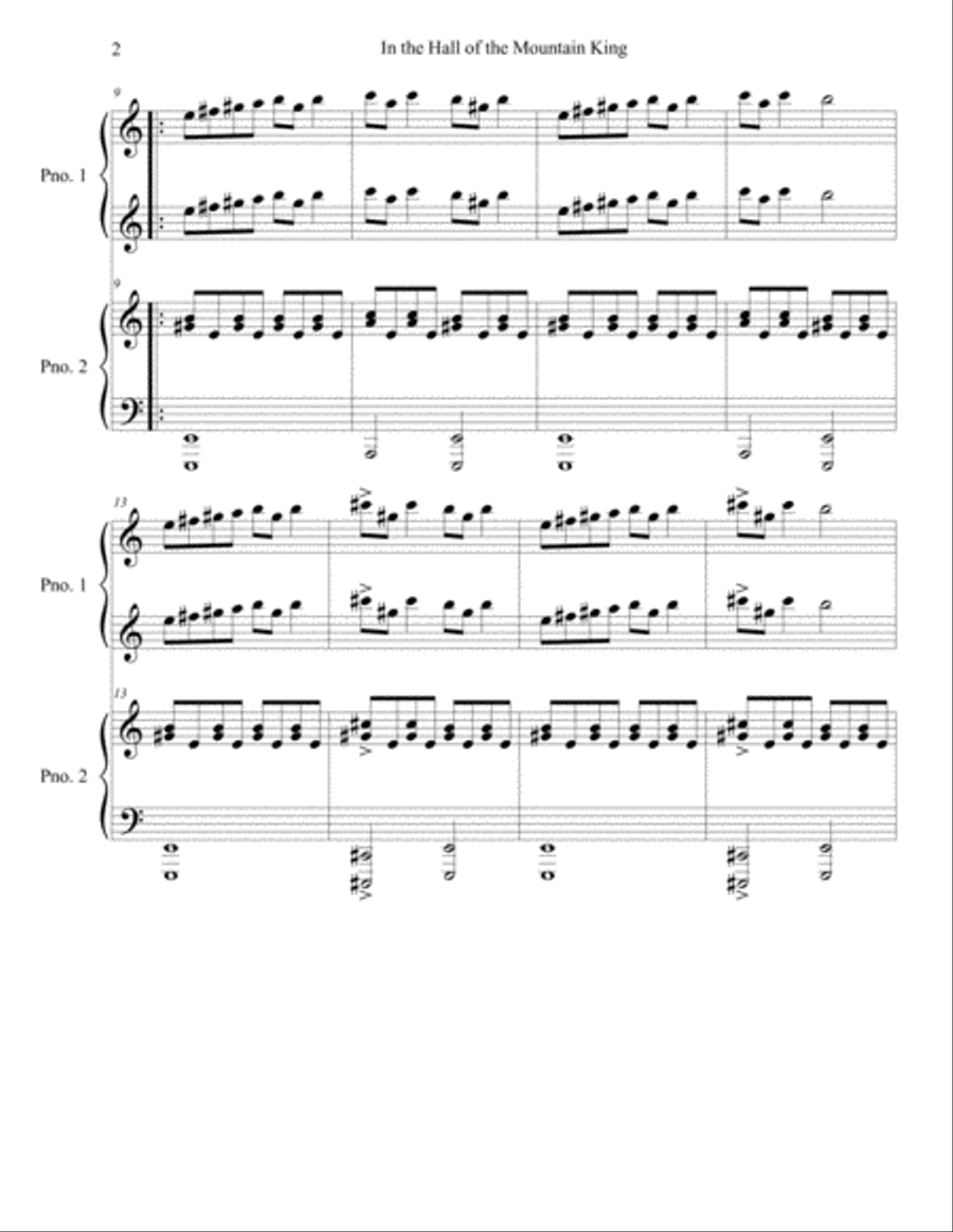 In the Hall of the Mountain King - Piano Duet Piano Duet scores gallery preview page 2