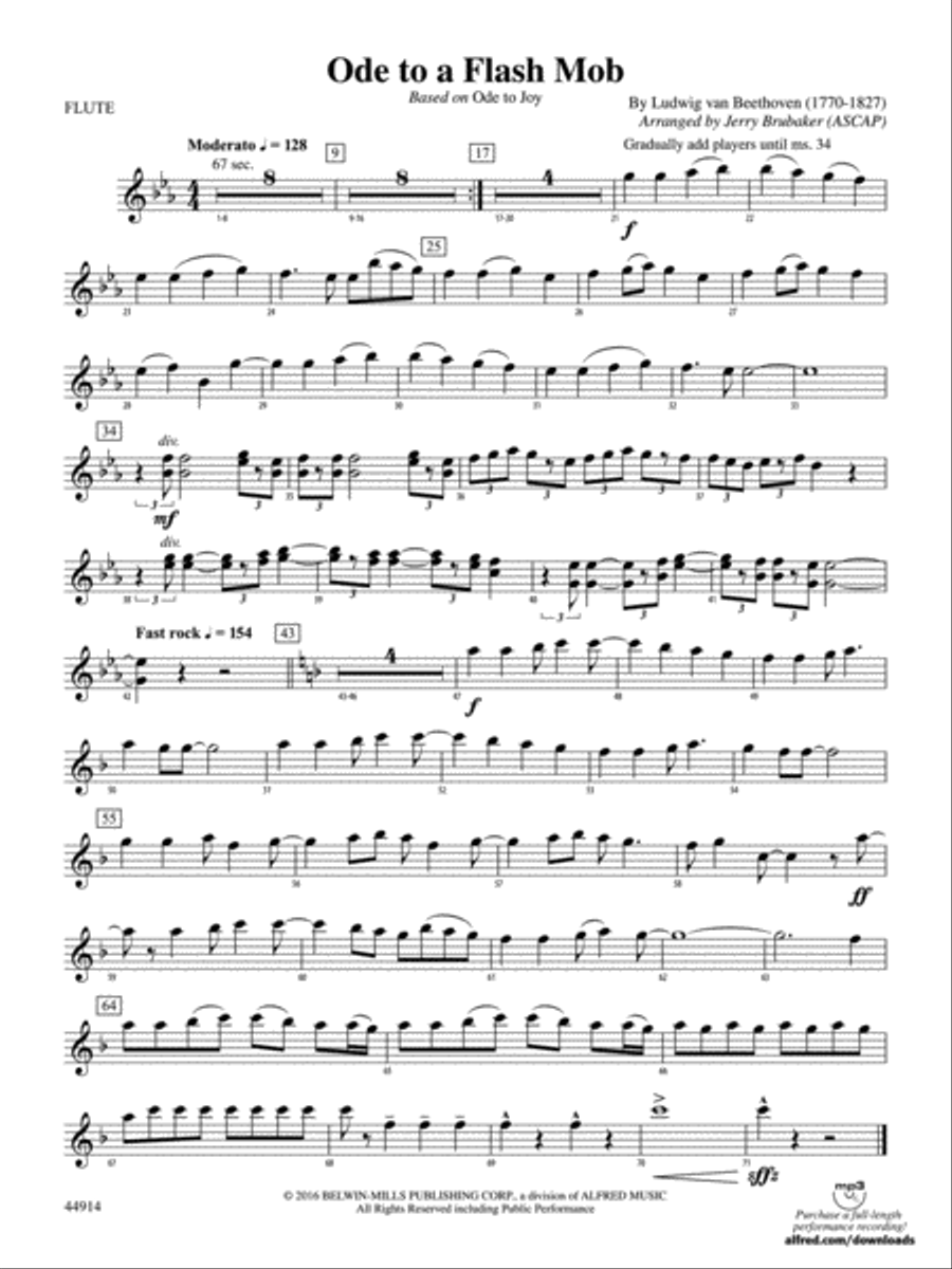 Ode to a Flash Mob: Flute Concert Band scores gallery preview page 1