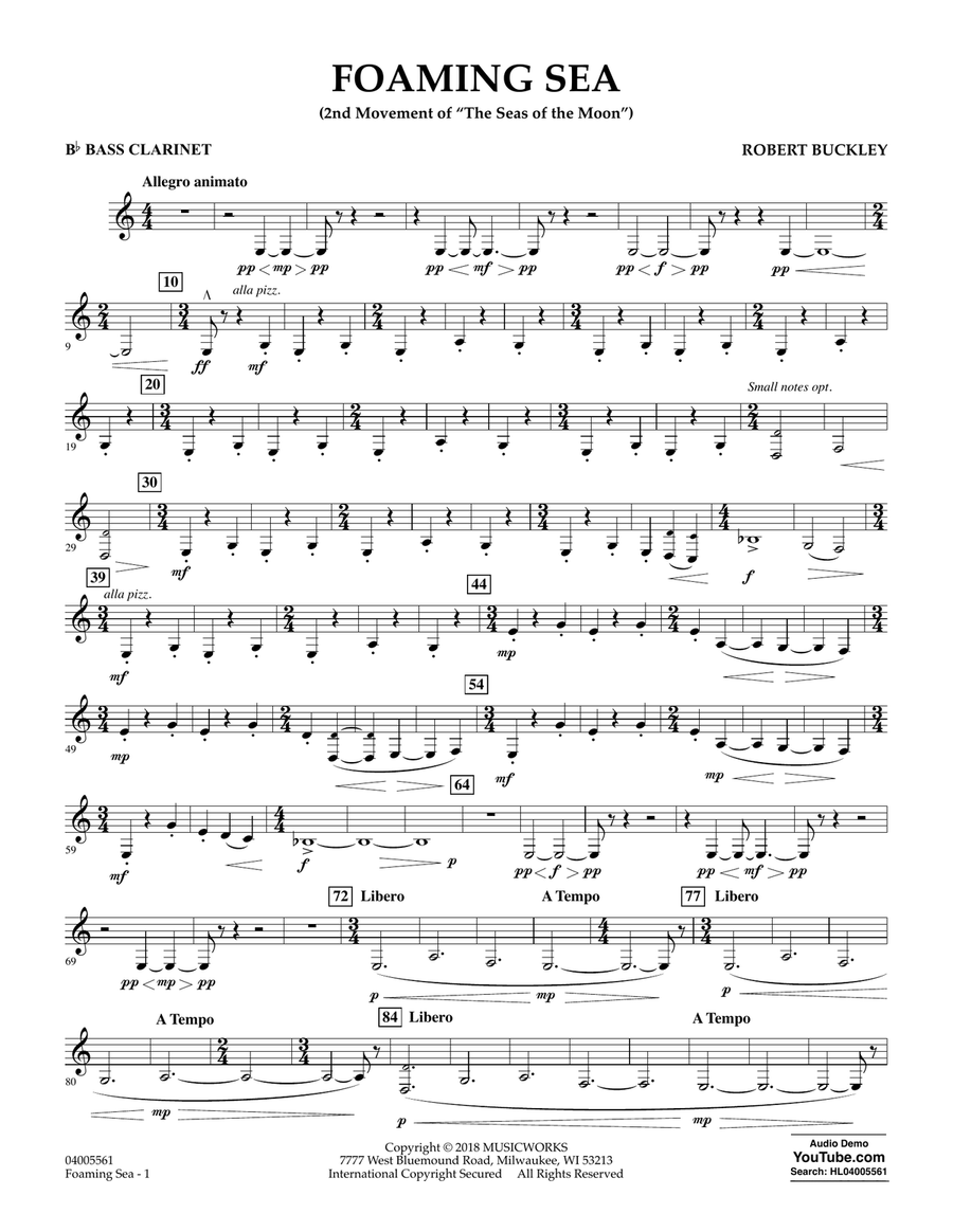 Foaming Sea - Bb Bass Clarinet Concert Band scores gallery preview page 1