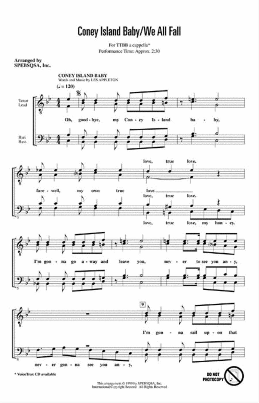 Coney Island Baby/We All Fall A Cappella scores gallery preview page 2
